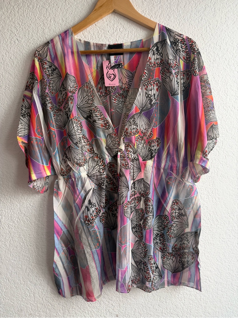 Y2K Vtg torrid Pink Multicolor Butterfly Babydoll Plus Size 1X